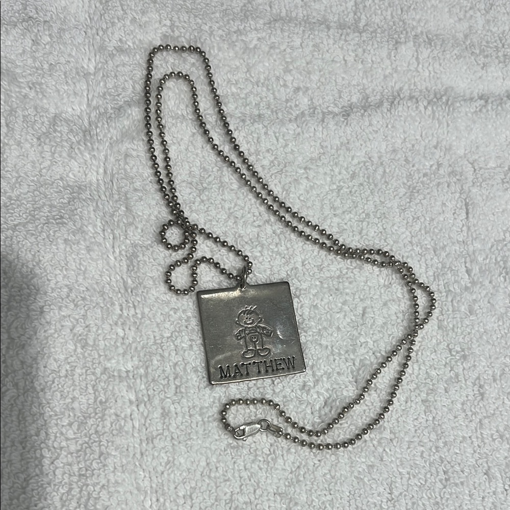 Silver Square Pendant with Cartoon Character - Picture 4 of 6